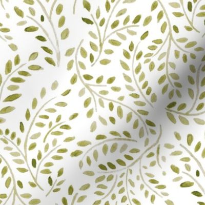 painterly organic watercolor leaves  //  olive green