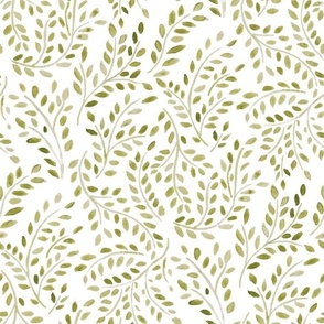 painterly organic watercolor leaves  //  olive green
