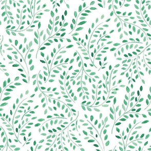 painterly organic watercolor leaves  //  emerald green