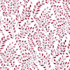 painterly organic watercolor leaves  //  raspberry red