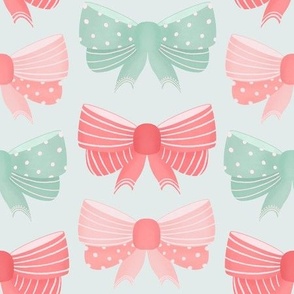 Mint and pink coquette bows