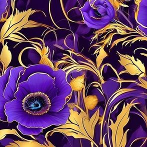 XL pretty purple flowers and gold foliage