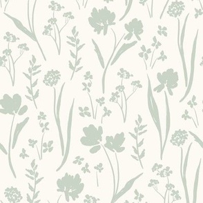 Farmhouse Wildflowers in Sage / Holly Glen and Cream