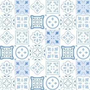 Italian-Inspired Hand Painted Blue And White Vintage Tile Pattern