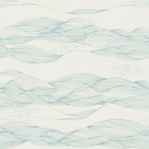 Large sea waves drawing lines in green blue wallpaper