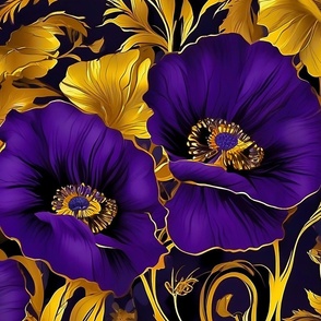XL poppies purple and gold