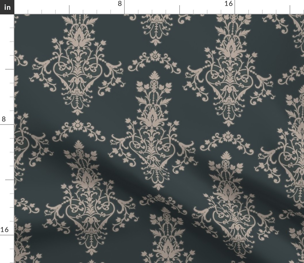 Classic White Damask Design on a Navy Blue Background