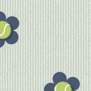 Tennis Flower Loose Polka Dot - Green Ball - Navy Flower - Green Pin Stripe - Small