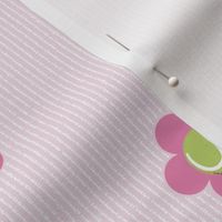 Tennis Flower Loose Polka Dot - Green Ball - Pink Flower - Pink Pin Stripe - Small