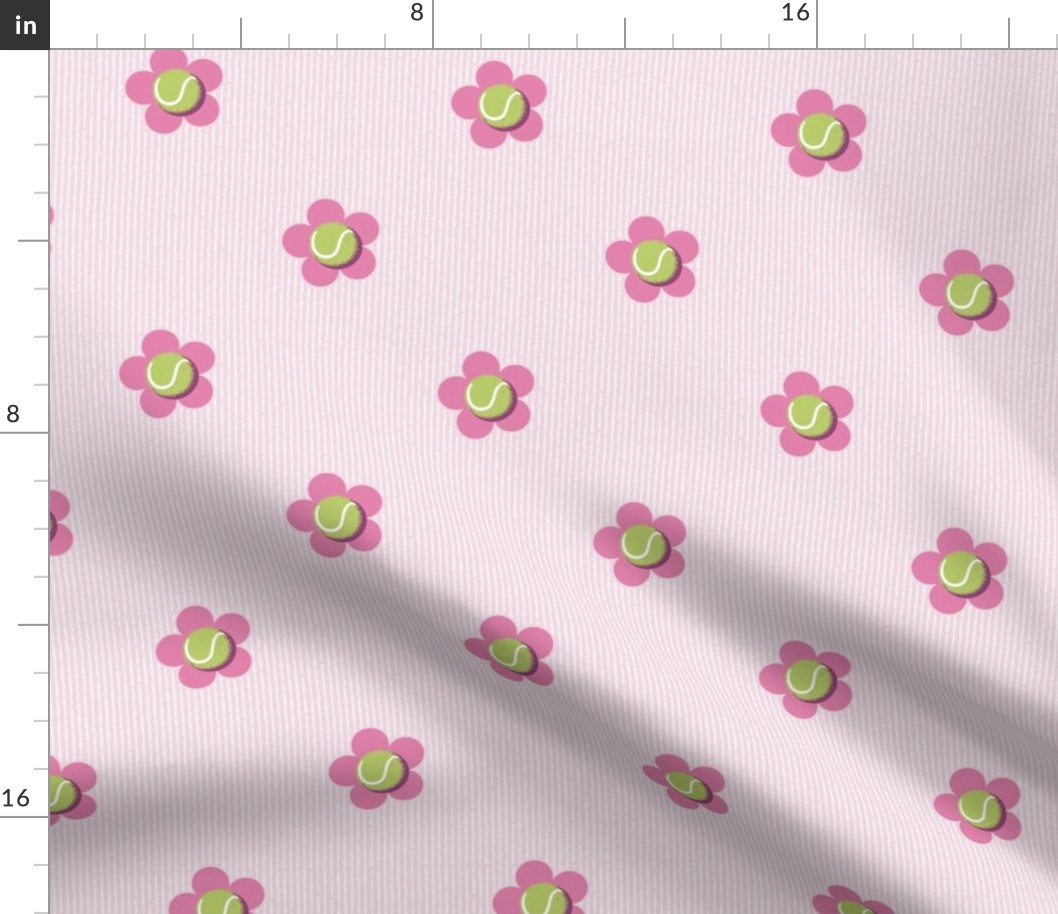 Tennis Flower Loose Polka Dot - Green Ball - Pink Flower - Pink Pin Stripe - Small