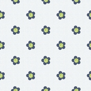 Tennis Flower Loose Polka Dot - Green Ball - Navy Flower - White Blue Pin Stripe - Small