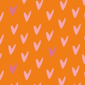 Blissful Hearts - Pink on Orange