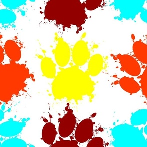 Paint Splatter Dog Paw Print Pattern