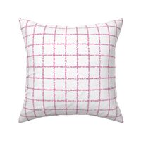 Check textured style rope net - Pink on white - Large