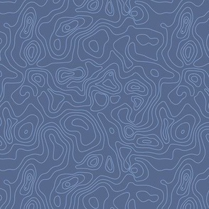 Abstract Blue Topographic Contour Lines Seamless Pattern