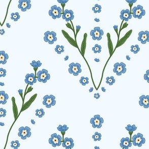 Forget Me Not baby blue  flowers blue floral on blue background (large)
