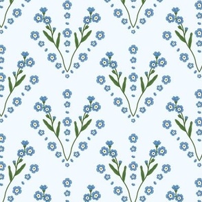 Forget Me Not baby blue  flowers blue floral on blue background (small)