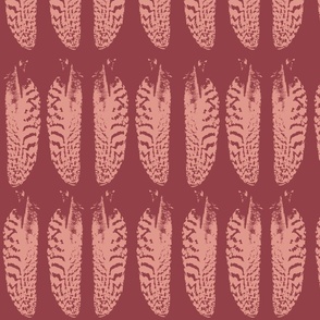 Feathers Pink on a red Background