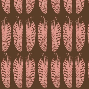 Feathers Pink on a Brown Background