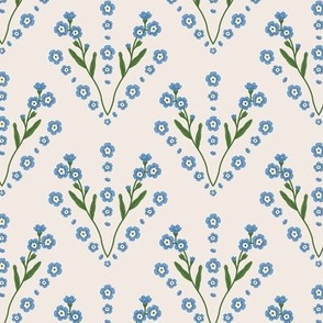 Forget Me Not baby blue  flowers blue floral on cream background (small)