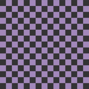 checkered 1 inch square lilac purple and charcoal black halloween checkerboard coordinate checks