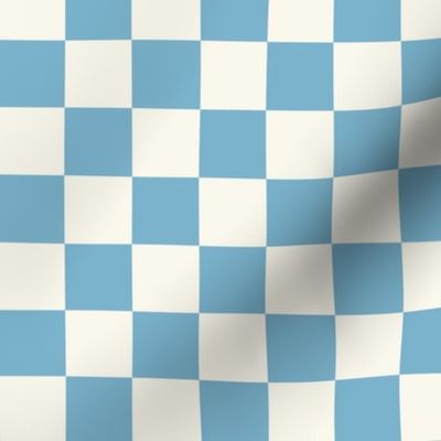 checkered 1 inch square warm blue on cream white checkerboard check