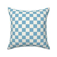 checkered 1 inch square warm blue on cream white checkerboard check