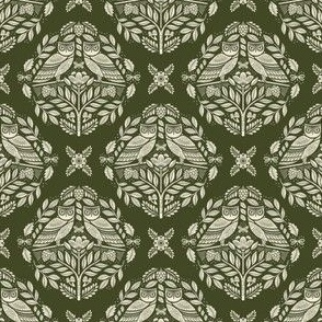 Woodland Owls - Olive Green Small