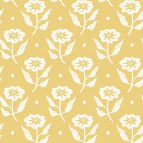 sketched flowers/white on yellow