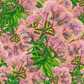 Maximalist Hand Painted Butterfly Bush Floral