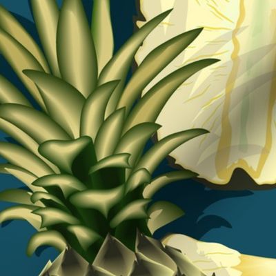 Ripe pineapples, navy blue background