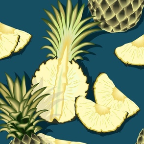 Ripe pineapples, navy blue background