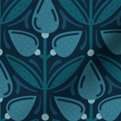 NORMAL Teal Art Nouveau Leaves 0064 C from dots maritime '80s floral nautical style light geometric abstract leaf accent inspired sea vintage modern the surface dark contrast cyan botanical ocean symmetrical '70s aesthetic navy dot art deco blue retro