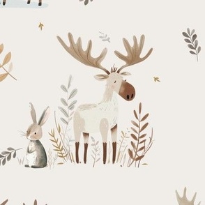 Moose - forest animal fabric (bisque)