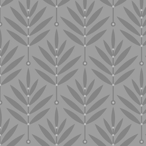 BIG Retro Leaves gray 0038 2H symmetrical aesthetic surface from the 70 80 dot accent contrast grey dark steel botanical gray abstract blue art deco platinum vintage silver modern nature style leaf art geometric art nouveau artwork foliage large decor