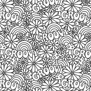 Groovy Daisies: Black Outlines (Small Scale)