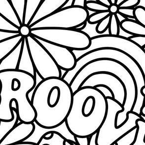 Groovy Daisies: Black Outlines (Large Scale)