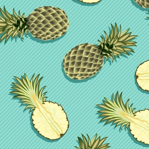 Pineapples, turquoise background