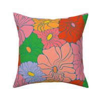 Abstract Daisy Floral - Retro Minimalist Flower Whimsy - Bright Retro Palette