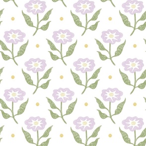 sketched flowers/lavender green yellow