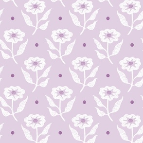 sketched flowers/purple lavender white