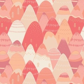 Colorful abstract mountains in pink and peach 7"