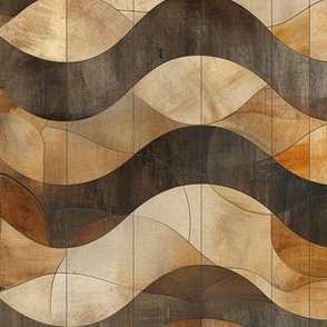 Warm tones minimalism wave vintage retro tile design with texture