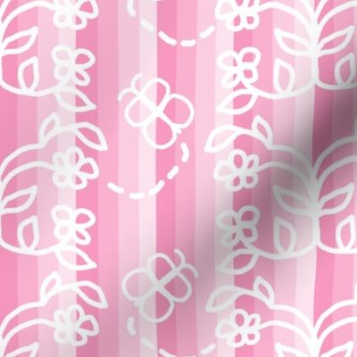 Pink Floral Vine Stripes
