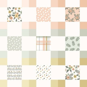 pastel patchwork cheater quilt