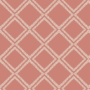 Calm block printing inspired lattice in berry pink, light pink, and beige large