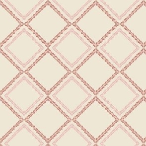 Calm block printing inspired lattice in pink,  berry pink, and beige large 