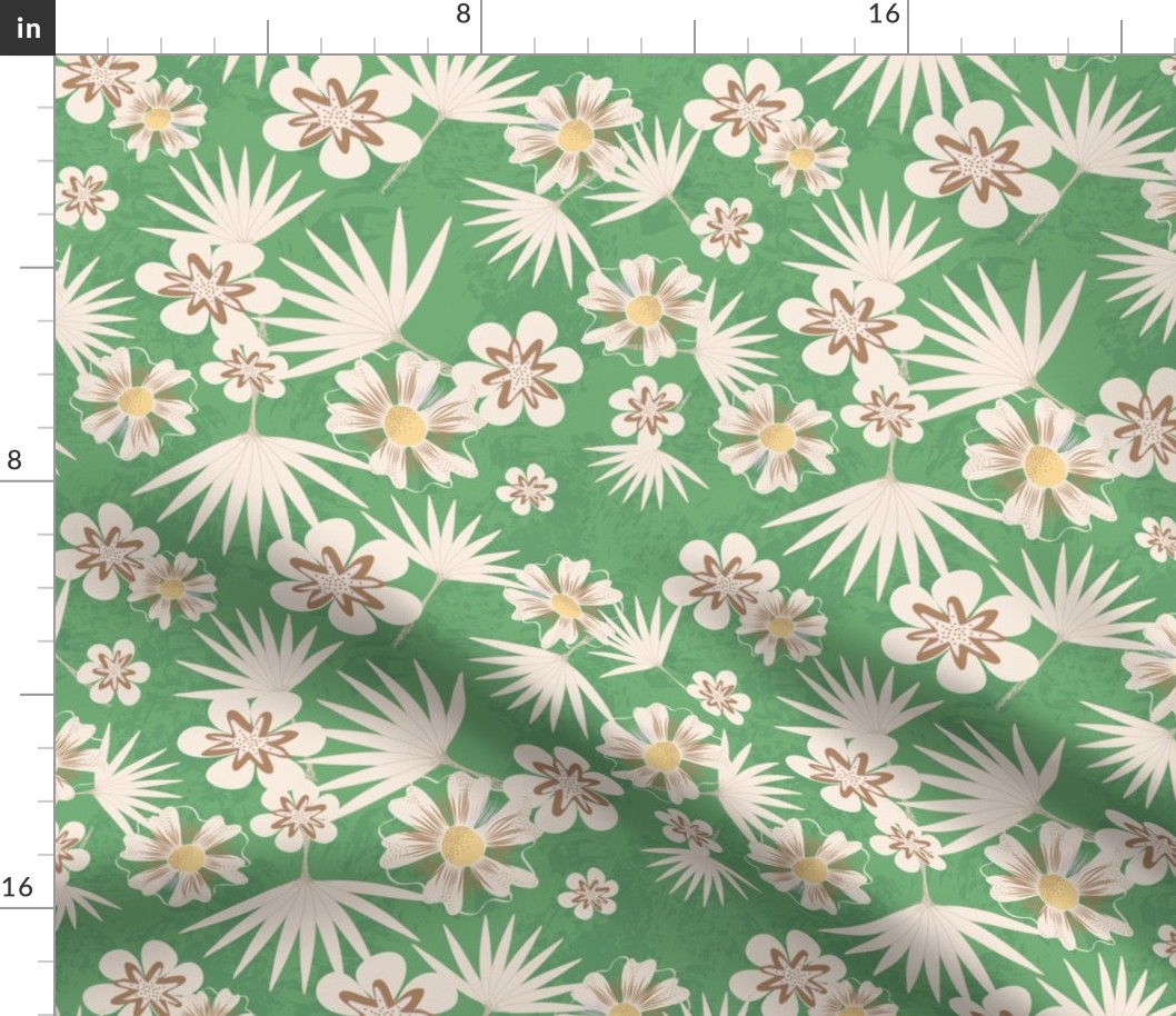Green Beige Vintage Daze Tropical Floral