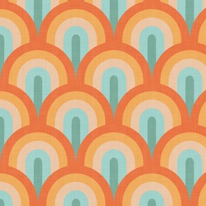 Fun Bright Summertime Colors Rainbow Pattern with Linen Texture