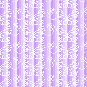 Purple Floral Vine Stripes